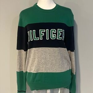 Tommy Hilfiger Logo Sweater‎ Long Sleeve Green Blue Gray Medium Preppy Swag XS/S